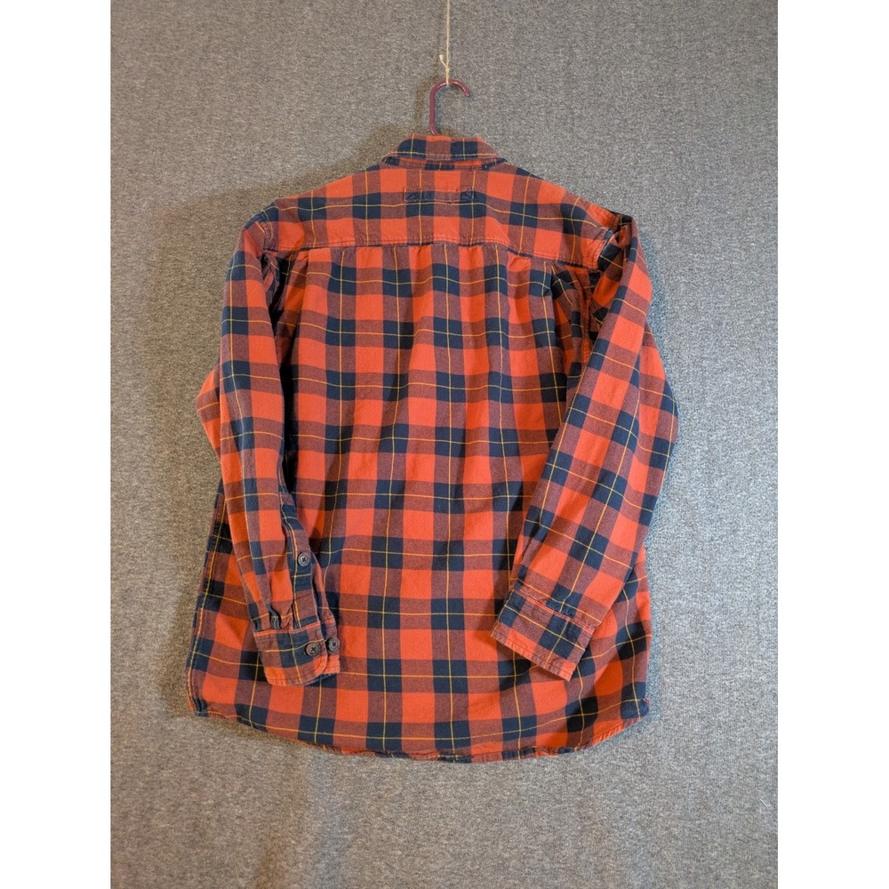 Duluth‎ Trading Shirt Men's Med Orange Plaid Button Up Long Sleeve Soft Flannel - Picture 9 of 10